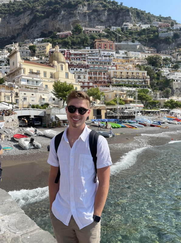 Kyle Cooper '25 exploring a historic site during his study abroad program.